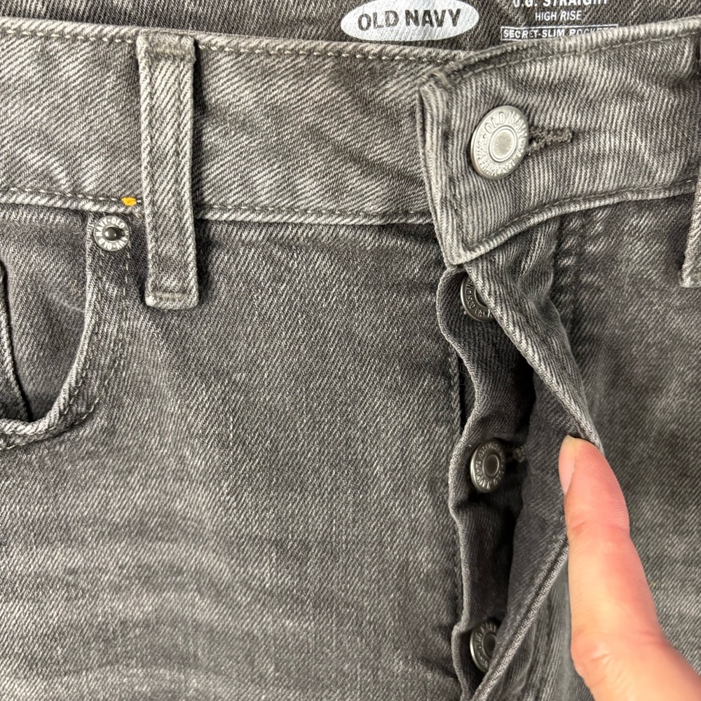 Old Navy Gray OG Straight Leg High Rise Jeans NWT Size 12 Button Fly Y2K Grunge - Picture 11 of 15